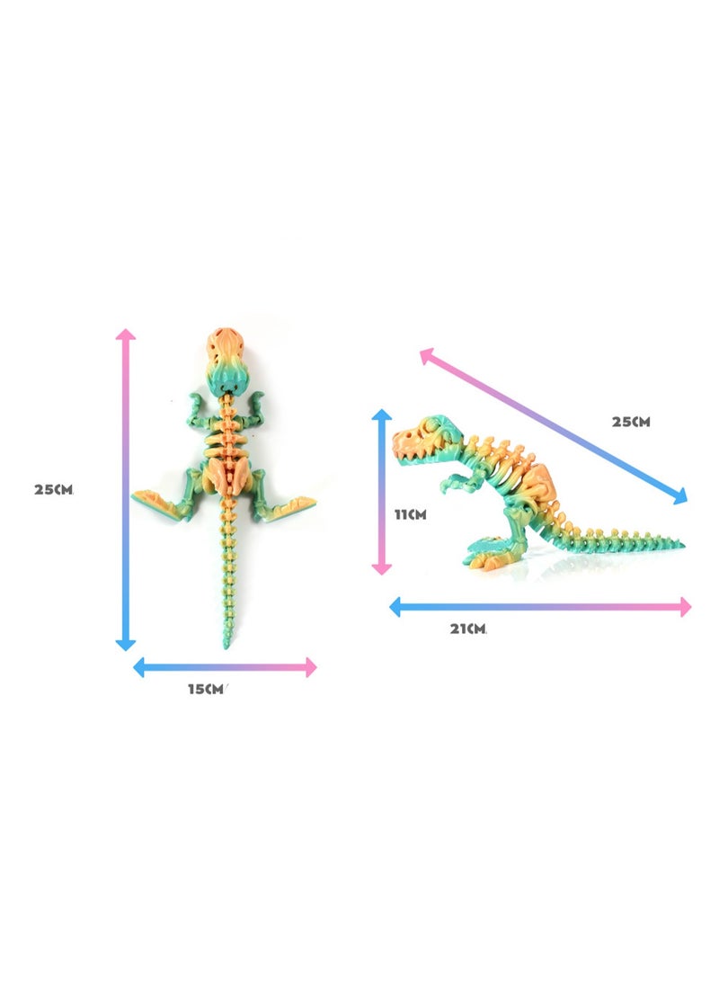 3D Tyrannosaurus Rex Dinosaur Skeleton Ornament Handmade Crafts Green - Image 2